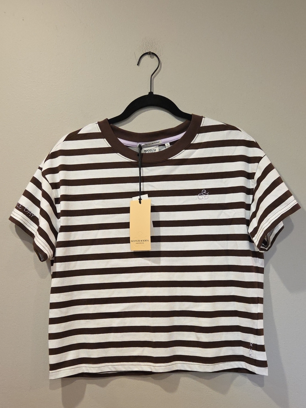 Scotch & Soda Brown & White Striped Tee